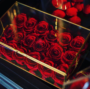 Forever Roses I Love U Box - Black / Red - Custom Color Roses by